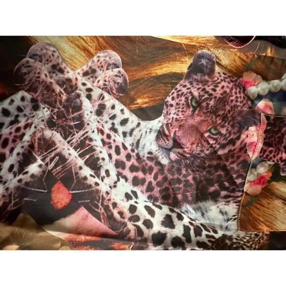 Rare Custo Barcelona Size Medium Multicolor Wearable Art Leopard Swan #Q3-4 - Picture 11 of 15